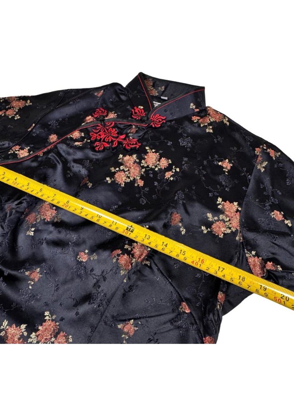 NWT Vintage 90s Salz Squirrel Cheongsam Maxi Dress Sz XL Satin Mandarin Asian - Picture 10 of 16
